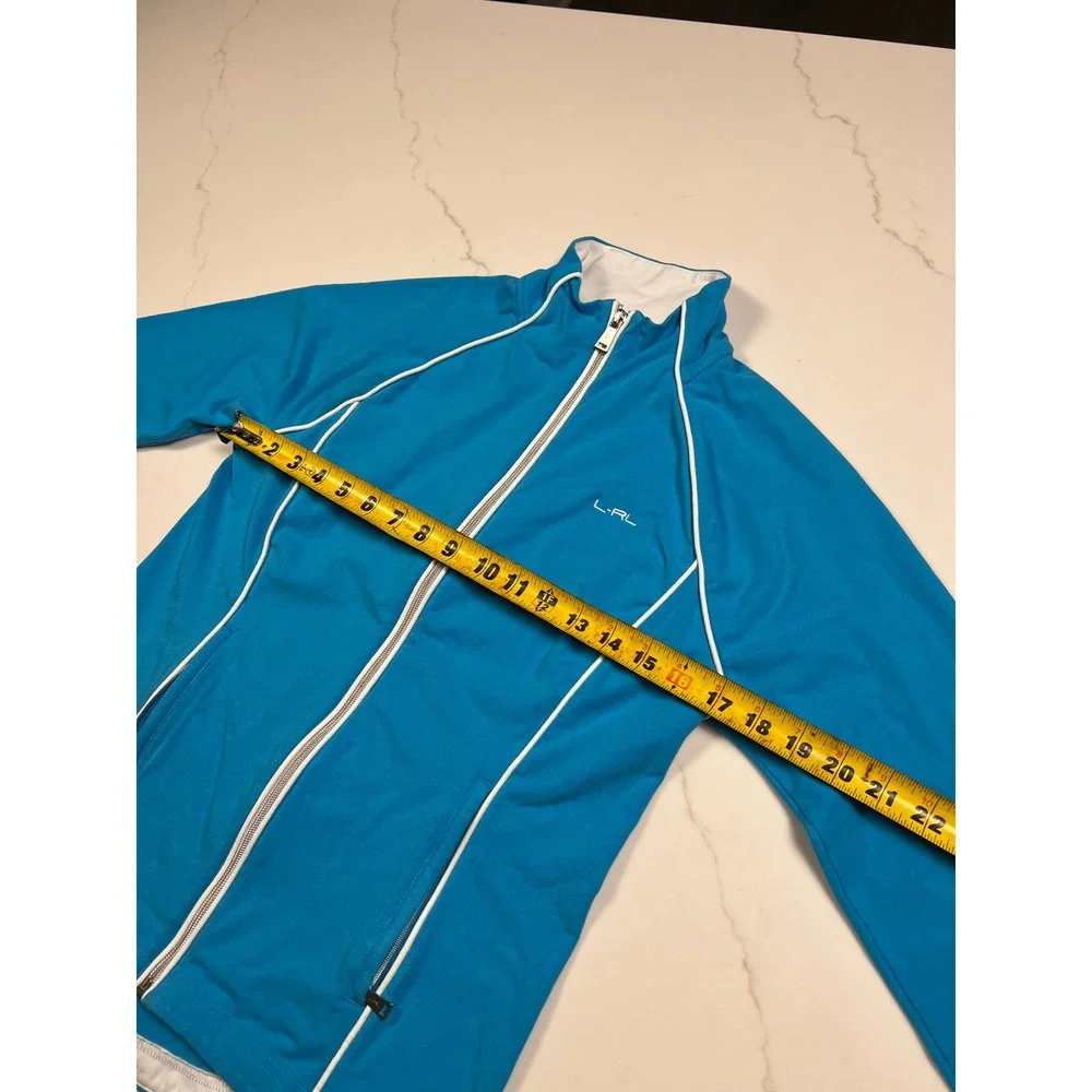 Lauren Ralph Lauren Active Track Jacket Womens Blue Full Zip White Piping L-RL